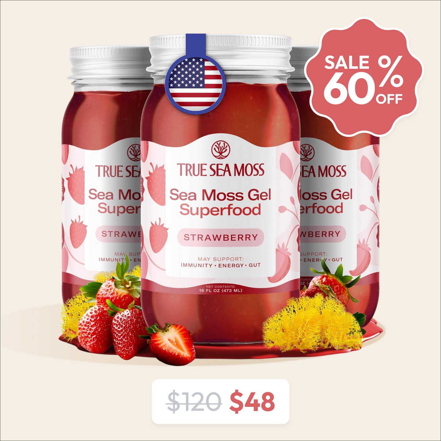 STRAWBERRY SEA MOSS (3 Packs)