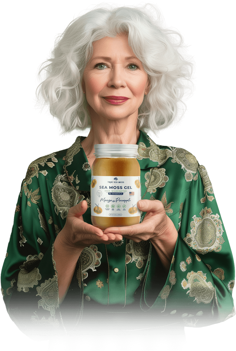 Women with Jar of Sea Moss Gel