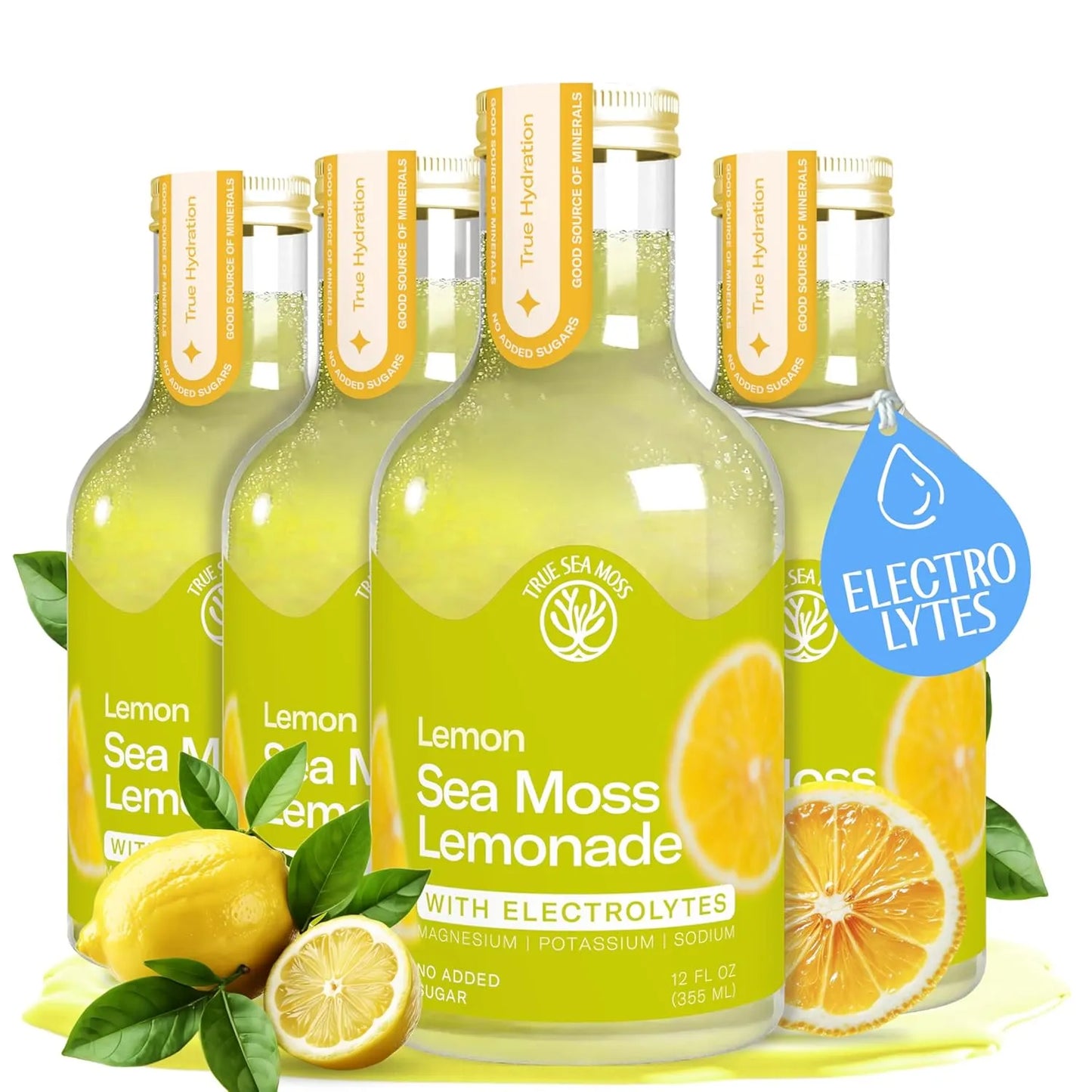Lemonade - Lemon + Electrolytes - Hydration Drink – 4 × 12 fl oz Bottles – Made in USA from globally sourced ingredients