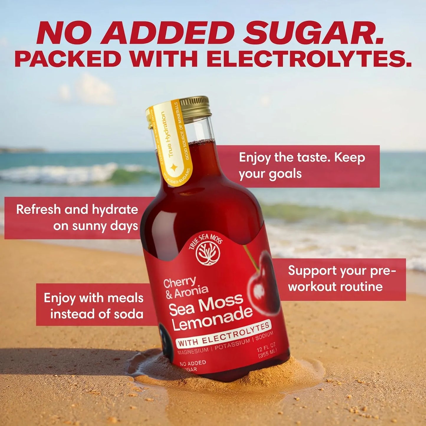 Lemonade - Cherry Aronia - Hydration Drink – 4 × 12 fl oz Bottles – Made in USA from globally sourced ingredients