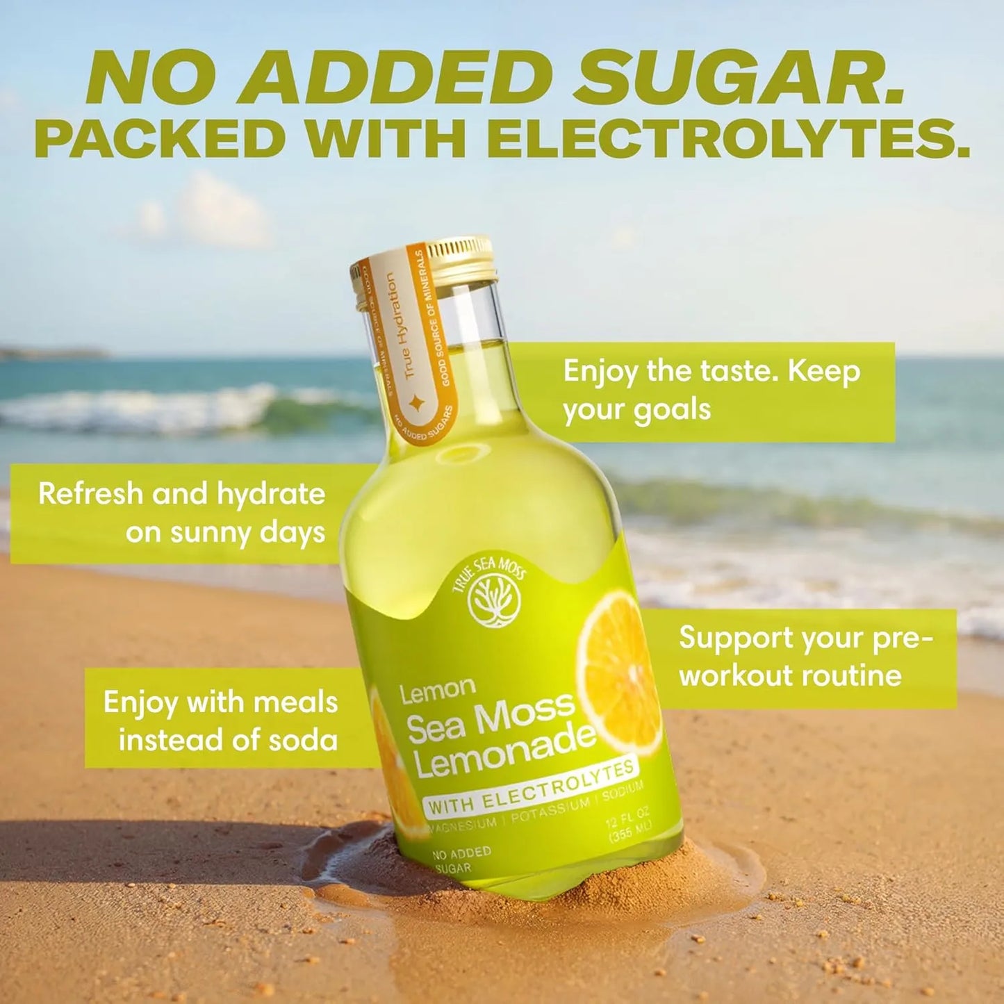 Lemonade - Lemon + Electrolytes - Hydration Drink – 4 × 12 fl oz Bottles – Made in USA from globally sourced ingredients
