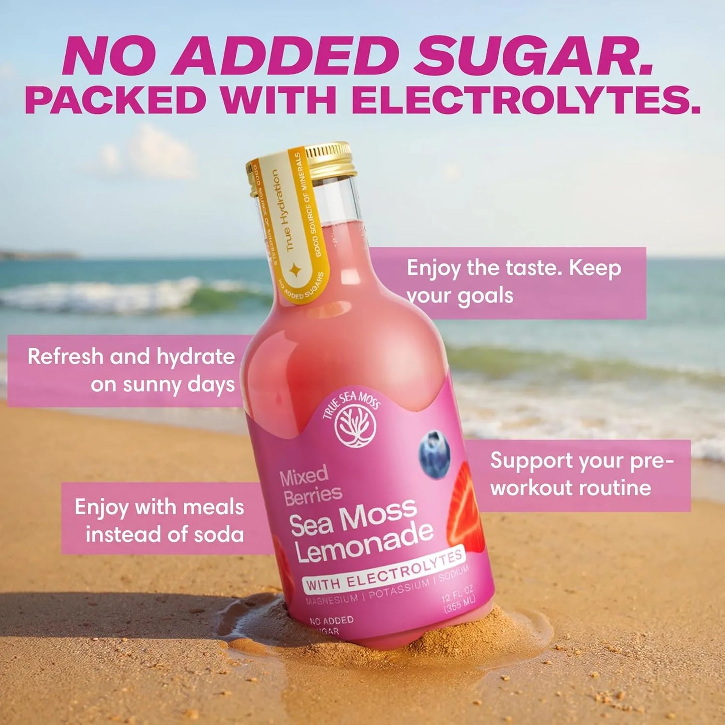 Lemonade - Berry Mix + Electrolytes - - Hydration Drink – 4 × 12 fl oz Bottles – Made in USA from globally sourced ingredients