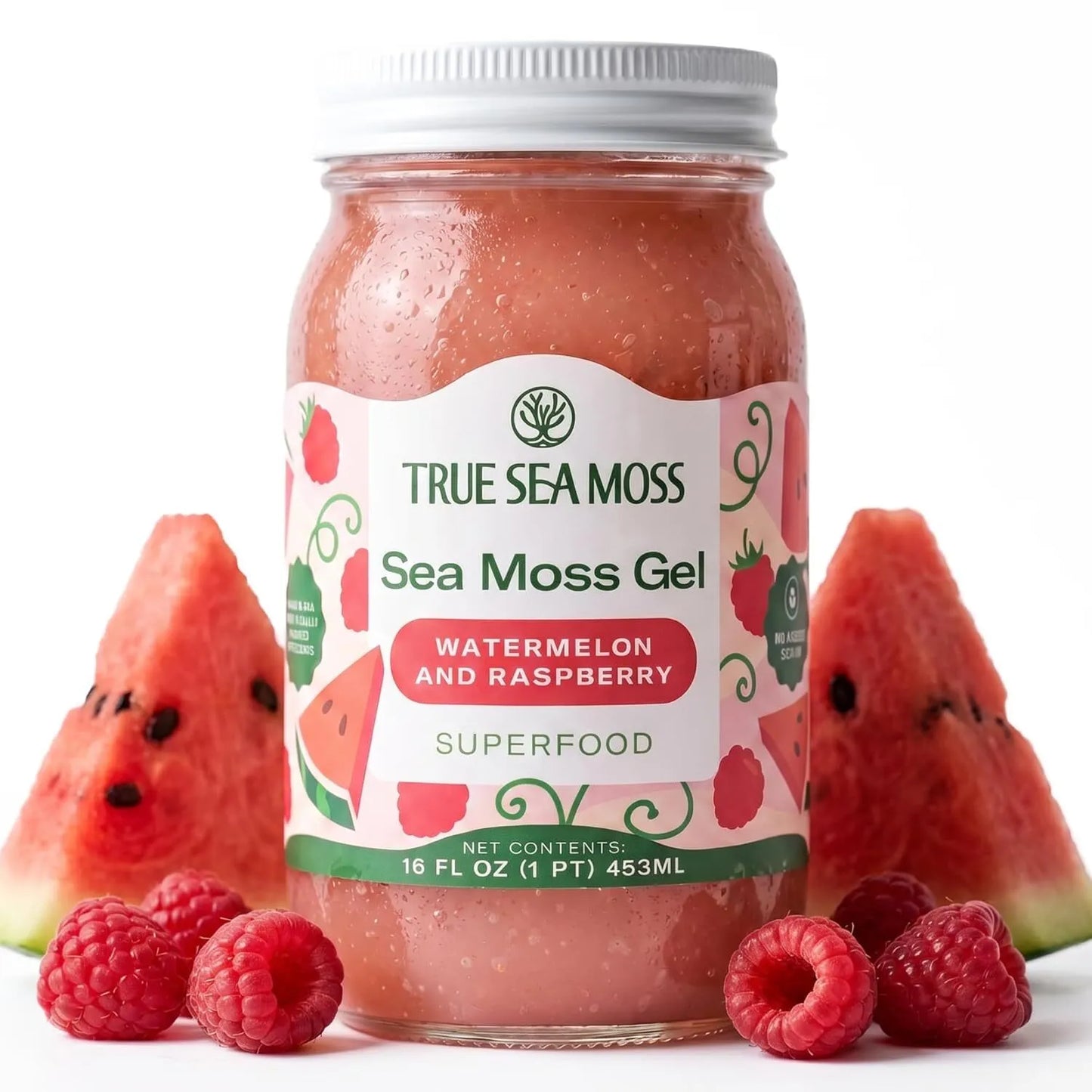 TrueSeaMoss Sea Moss Gel – Wildcrafted Seamoss with Fruits – Jams & Jellies – Watermelon/Raspberry, Pack of 1