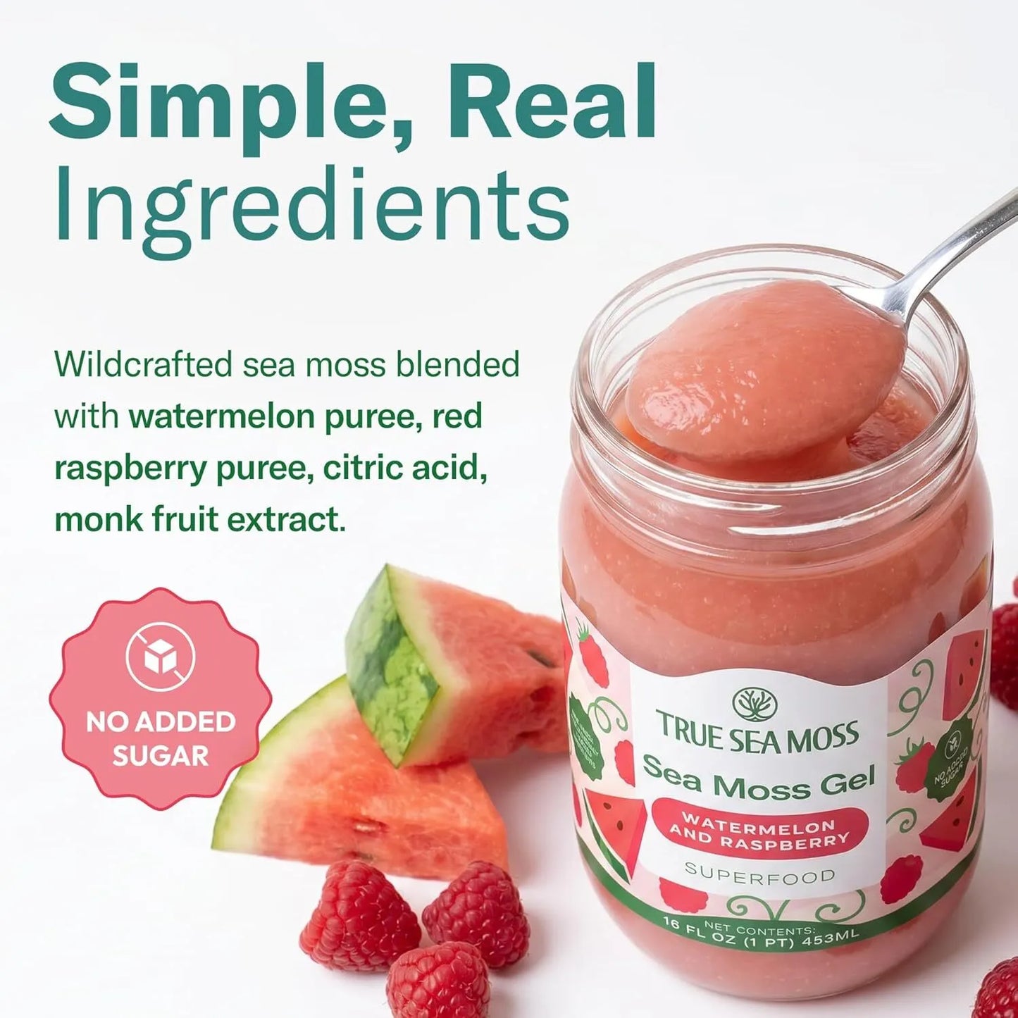 TrueSeaMoss Sea Moss Gel – Wildcrafted Seamoss with Fruits – Jams & Jellies – Watermelon/Raspberry, Pack of 1
