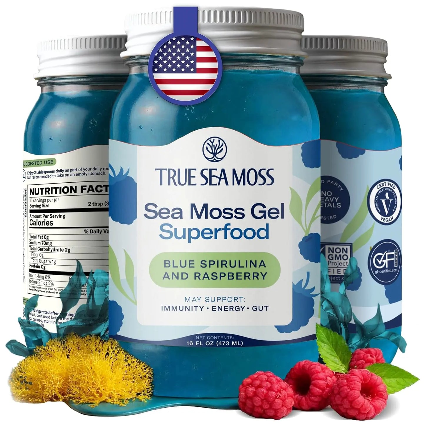 BLUE SPIRULINA & RASPBERRY SEA MOSS GEL