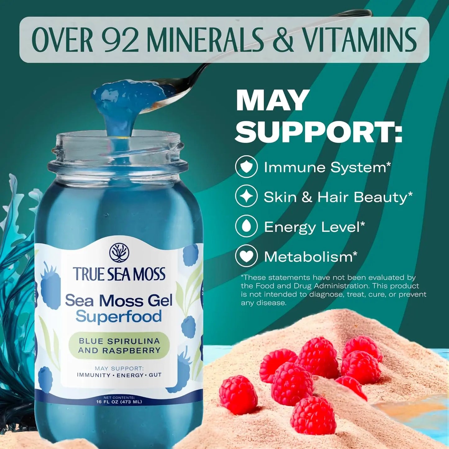 BLUE SPIRULINA & RASPBERRY SEA MOSS GEL