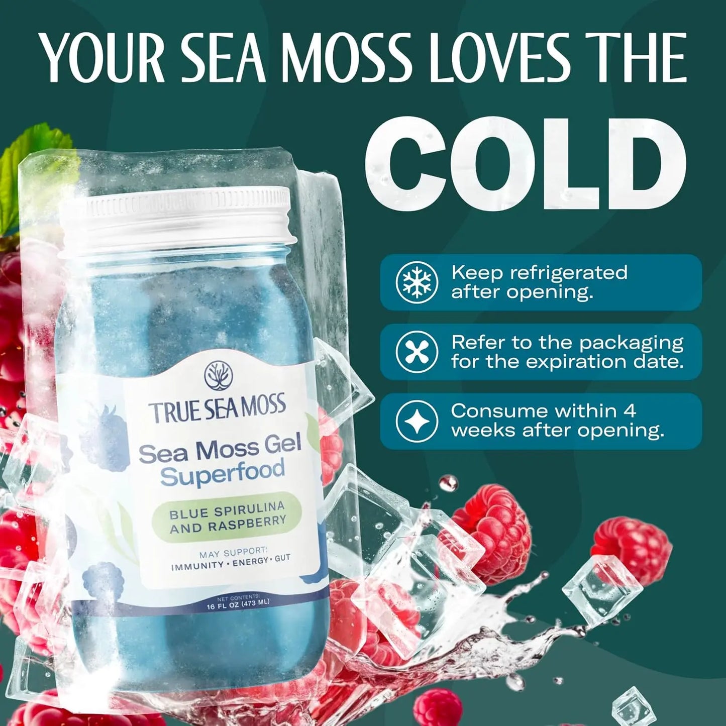 BLUE SPIRULINA & RASPBERRY SEA MOSS GEL