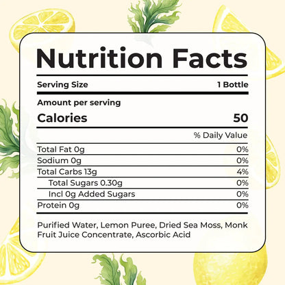 Nutrition Facts of Sea Moss Llemonade with Lemon