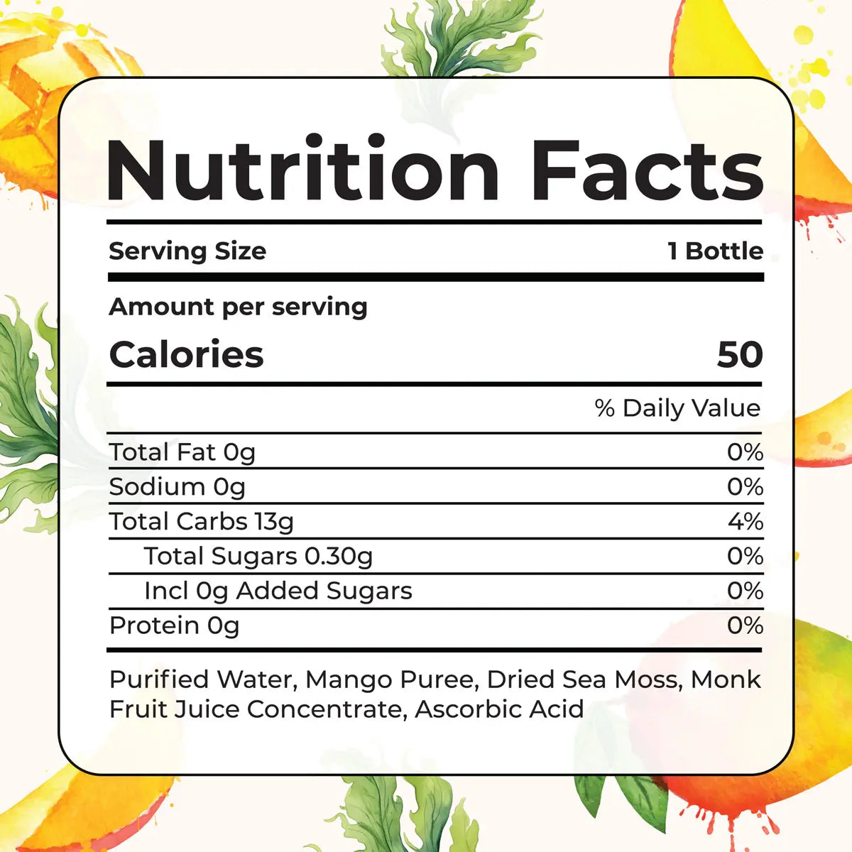 Nutrition Facts of Sea Moss Llemonade with Mango