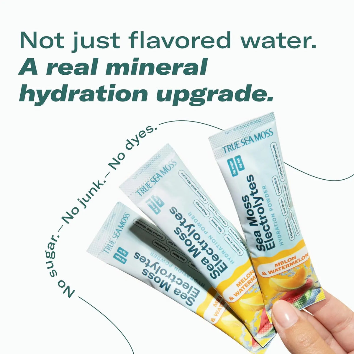 TrueSeaMoss Electrolytes Powder Packets – Made in USA from globally sourced ingredients – 15 Stickpacks – Hydration Powder with Sea Moss with Potassium – No Sugar Drinks – Melon & Watermelon