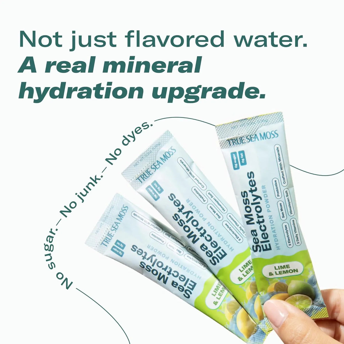 TrueSeaMoss Electrolytes Powder Packets – Made in USA from globally sourced ingredients – 15 Stickpacks – Hydration Powder with Sea Moss with Potassium – No Sugar Drinks – Lime & Lemon