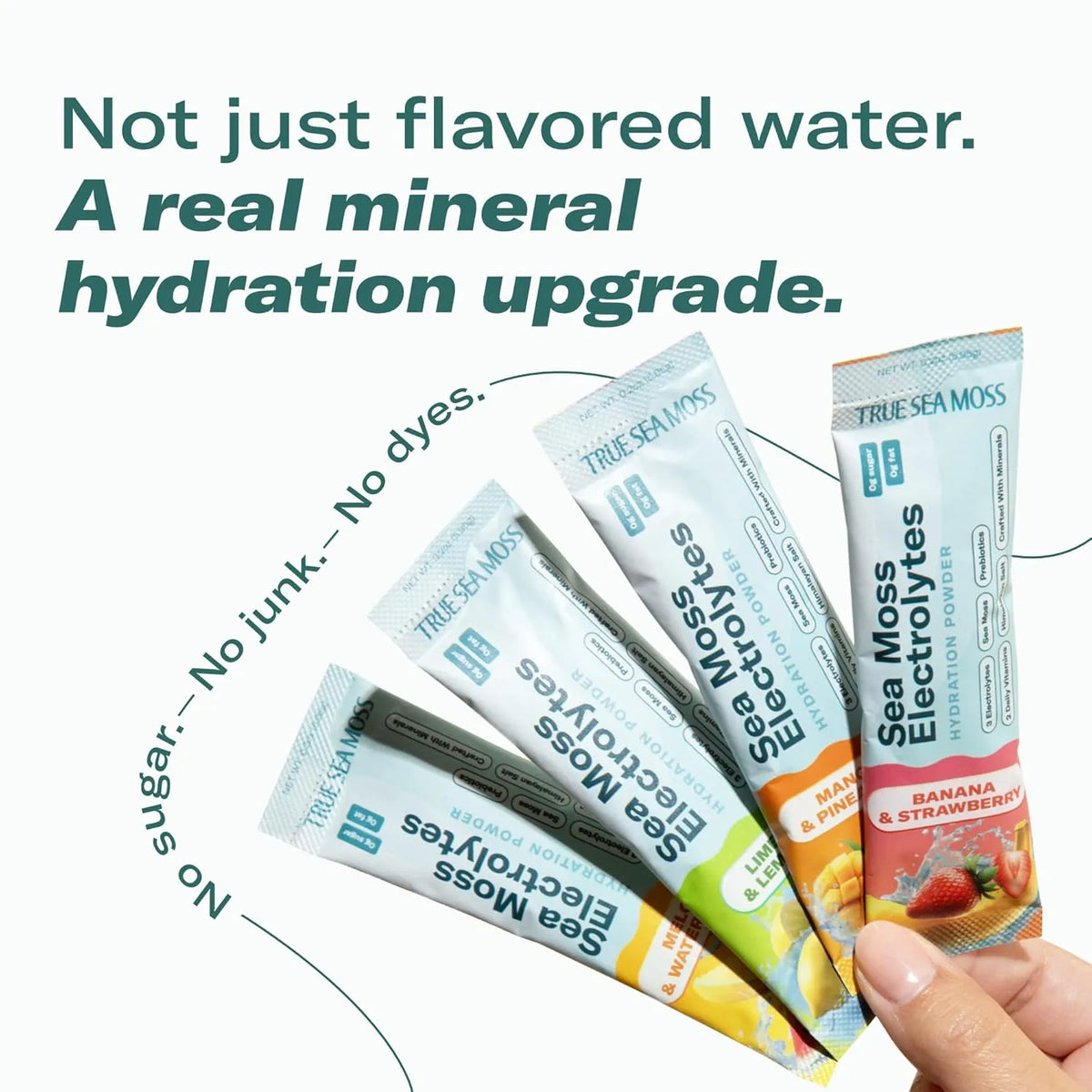 TrueSeaMoss Electrolytes Powder Packets – Made in USA from globally sourced ingredients – 16 Stickpacks – Hydration Powder with Sea Moss with Potassium – No Sugar Drinks – Variety Pack