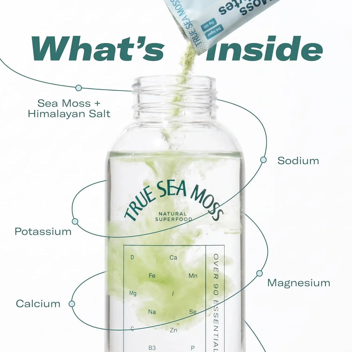 TrueSeaMoss Electrolytes Powder Packets – Made in USA from globally sourced ingredients – 15 Stickpacks – Hydration Powder with Sea Moss with Potassium – No Sugar Drinks – Lime & Lemon